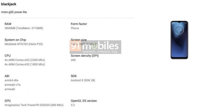 Moto G8 Power Lite revealed by the Google Play Console - Android 9 Pie on Helio P35
