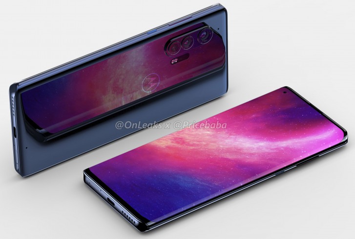 Motorola Edge+ renders leak showing waterfall display, triple rear cameras