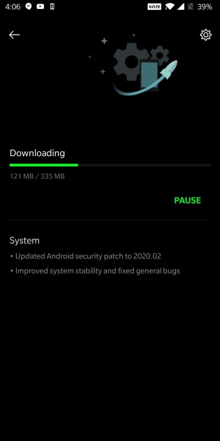 Screenshots of the firmware update