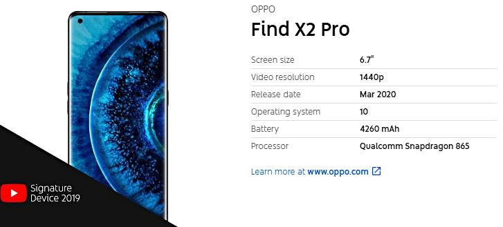 Oppo Find X2 Pro is the company's first phone to get the YouTube Signature Devices distinction