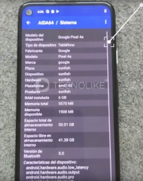 Pixel 4a specs as reported by AIDA64