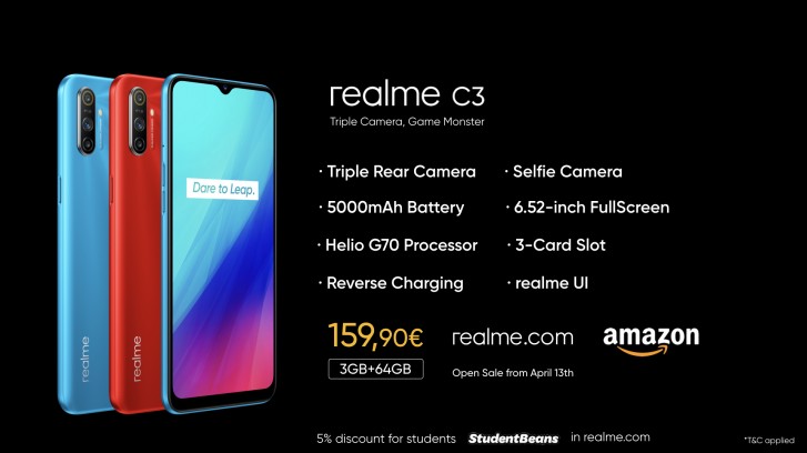 Realme 6, 6i and C3 arrive in Europe and are available for pre-order, shipping starts in April