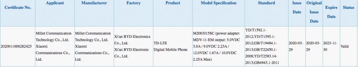 Redmi Note 9, 4G bağlantısı, 22.5W hızlı şarj desteği ile 3C'de tespit edilmiş olabilir