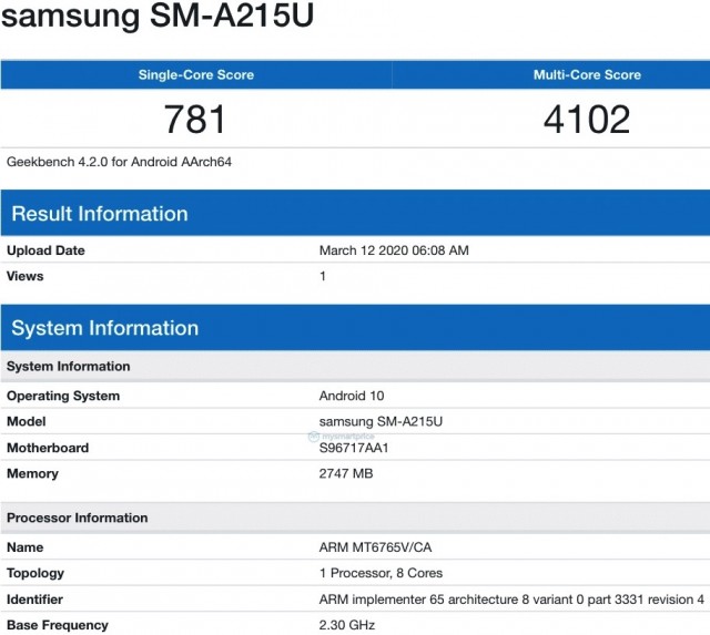 a21 samsung specs