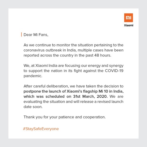 Another casualty: Xiaomi postpones the launch of Mi 10 in India due to COVID-19