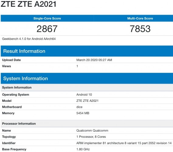 ZTE Axon 11 5G pops up on Geekbench