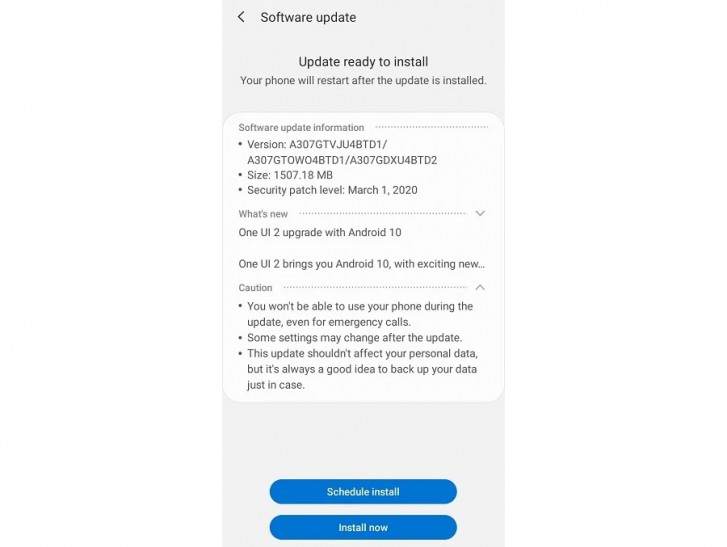 Samsung Galaxy A30s is now receiving the Android 10 update