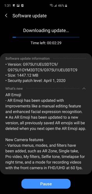 Changelogs for the Note10 and S10