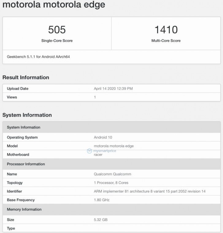 Motorola Edge stops by Geekbench ahead of its April 22 announcement