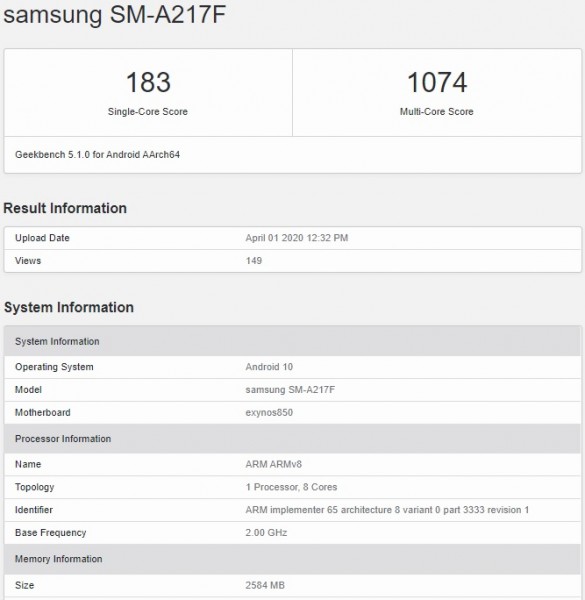 specs of a21s