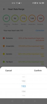 Heart Rate data and maximum heart rate value