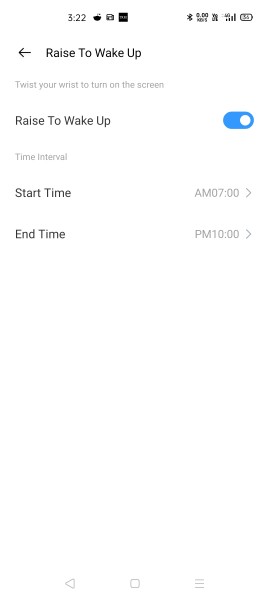 You can select the start and end time for Raise To Wake Up