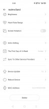 Realme Band settings in Realme Link app