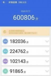 AnTuTu score for RMX2072 - allegedly the Realme X3 Pro