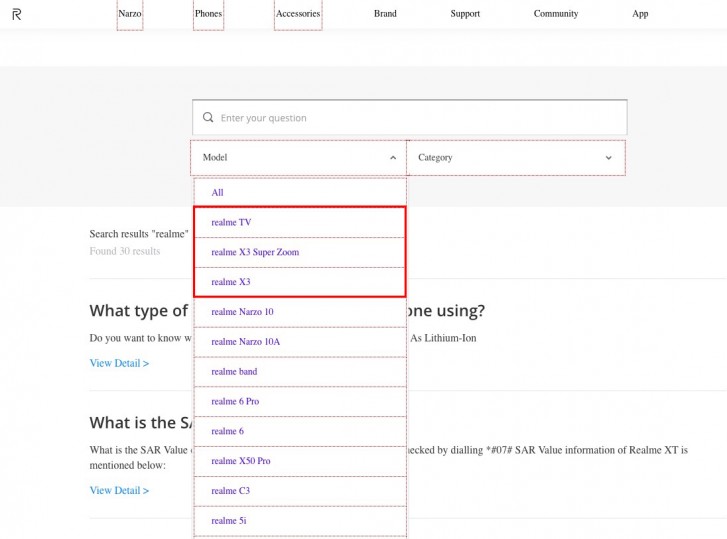 Realme X3, X3 SuperZoom and Realme TV appear on official support page