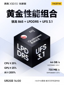 Snapdragon 865 with the LPDDR5 RAM and UFS 3.1 storage