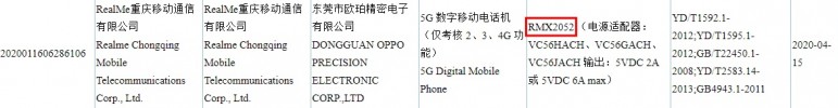 Realme X50t 5G Google Play (top) and 3C (bottom) listings
