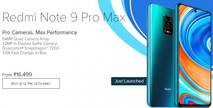 Redmi Note 9 Pro Max sales begin on May 12 in India