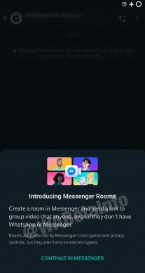 Messenger Rooms integration in WhatsApp