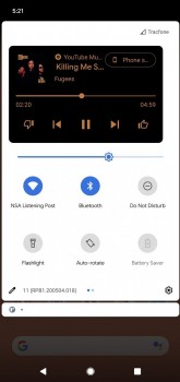 Music controls in the notification shade