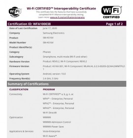 Galaxy A51s 5G Wi-Fi Alliance (left) and NFC Forum (right) certifications