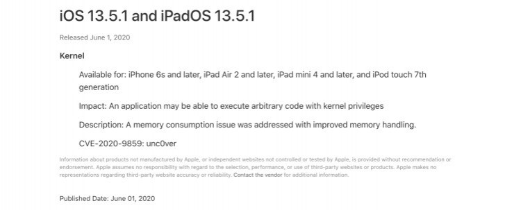 iOS 13.5.1 is out to fix a flaw that enabled jailbreaking, iPadOS 13.5.1 and watchOS 6.2.6 join it
