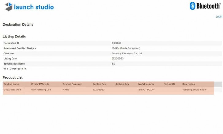 Samsung Galaxy A01 Core gathers certifications, key specs revealed