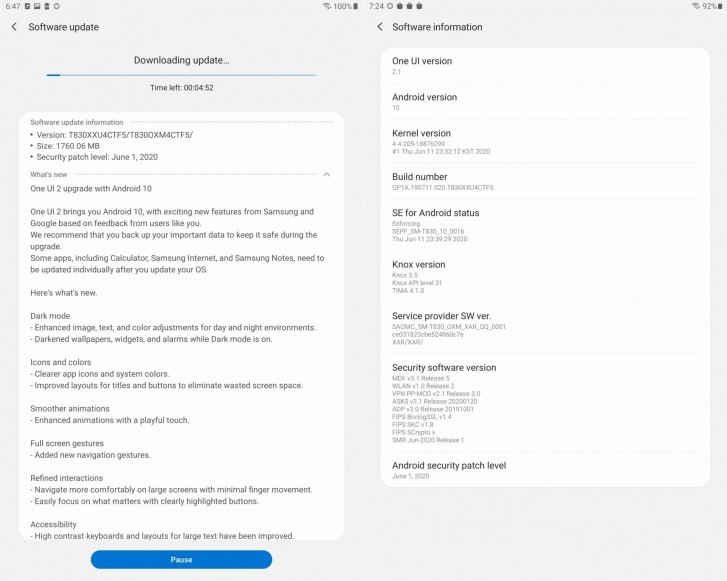 Samsung Galaxy Tab S4 gets Android 10 with One UI 2.1 in the US and Canada