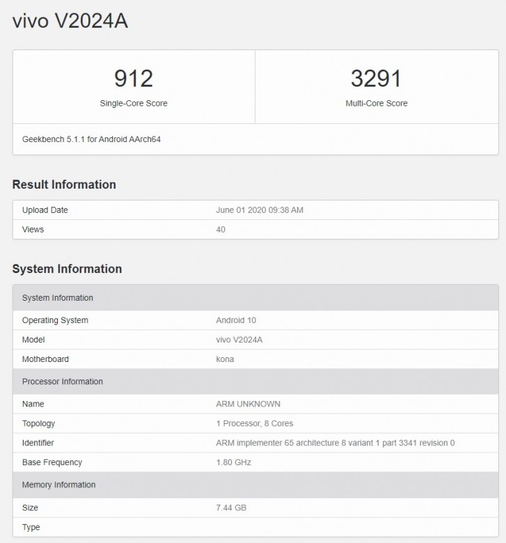 New vivo iQOO 3 Pro appears on Geekbench