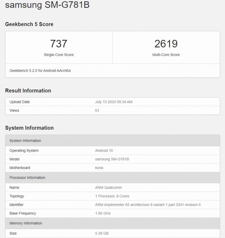 Samsung Galaxy S20 Lite appears on Geekbench with Snapdragon 865