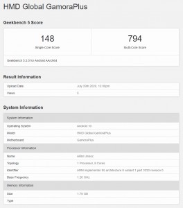 Nokia Gamora Plus ran Geekbench 5