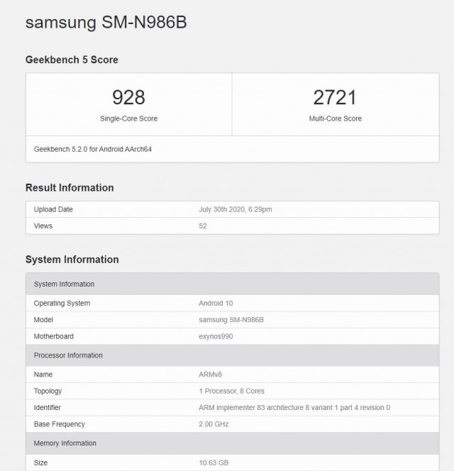 Samsung Galaxy Note20 Ultra appears in Mystic White shade