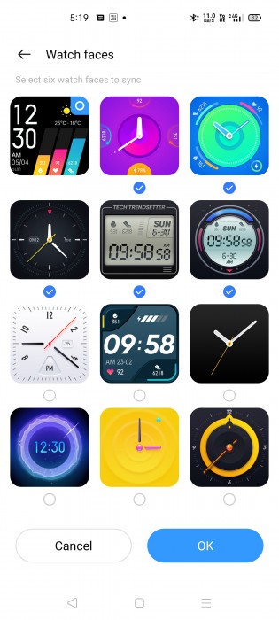 Realme Watch currently supports 12 watch faces