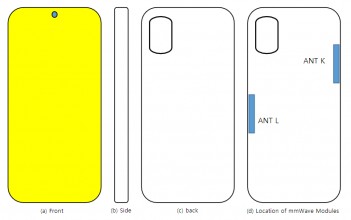 Samsung Galaxy A71s UW schematics: mmWave antenna placement