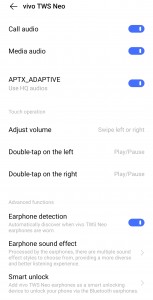 vivo TWS Neo interface on vivo X50 Pro
