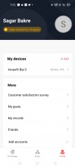 Amazfit Bip S data and settings in Amazfit's Android app