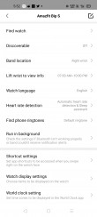 Amazfit Bip S data and settings in Amazfit's Android app