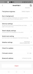 Amazfit Bip S data and settings in Amazfit's Android app