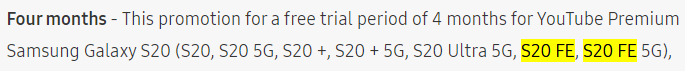Samsung Galaxy S20 FE and S20 FE 5G mentioned on Samsung.com