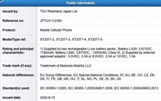 Motorola Razr 2020 battery certification