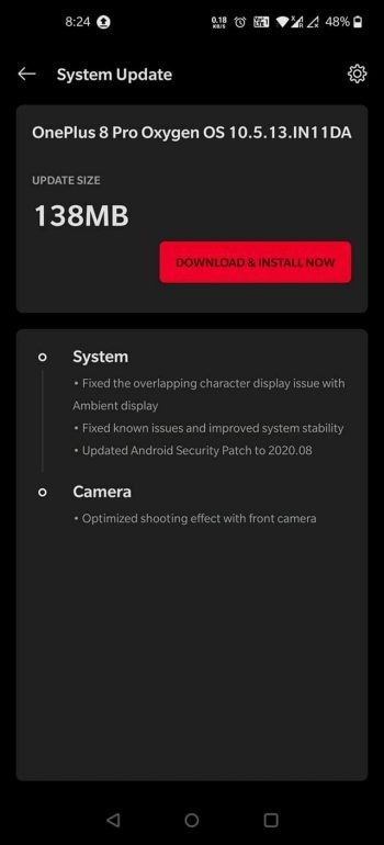 OnePlus 8 and 8 Pro get some bug fixes and August security patch