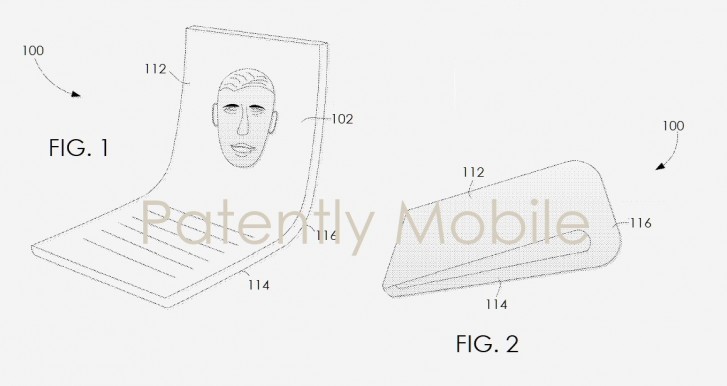 A patent drawing of a foldable Google phone from 2019