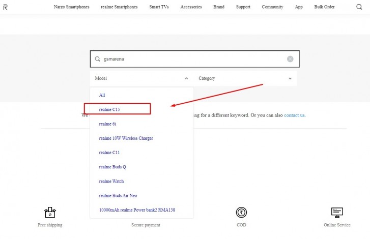 Realme C15 arriving in India, appears on Support page