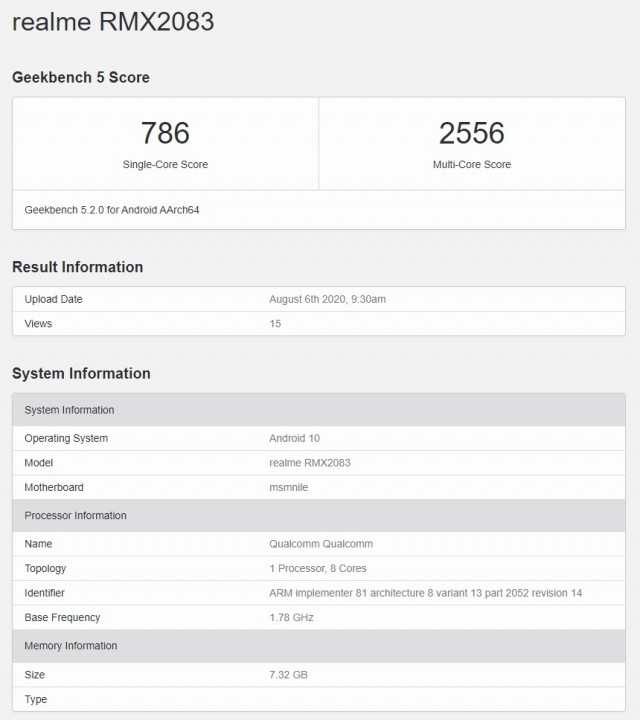 Alleged Realme X3 Pro on Geekbench