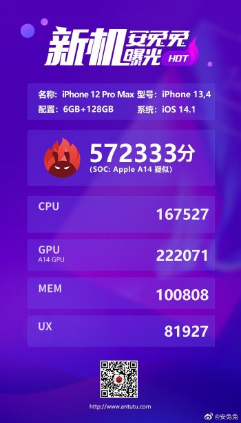 iPhone 12 Pro Max surfaces on AnTuTu with Apple's A14 chip