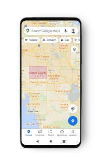 Google Maps interface with COVID-19 Info