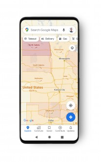 Google Maps interface with COVID-19 Info