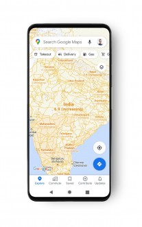 Google Maps interface with COVID-19 Info