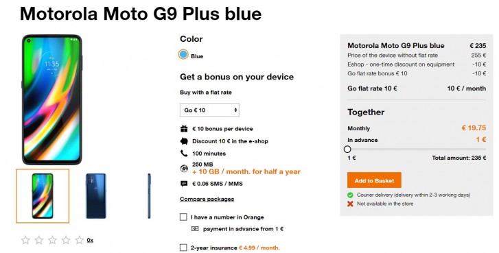 Moto G9 Plus listed on mobile operator's website, specs and price in tow