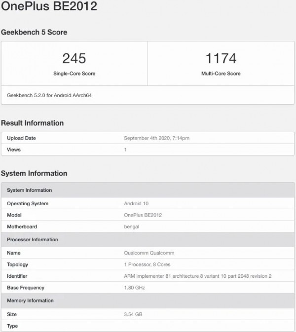 OnePlus Clover appears on GeekBench with Snapdragon 460 and 4GB RAM